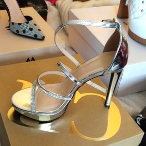 Silver embezzled heels